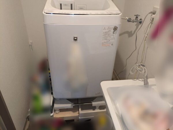東船橋ー洗濯水栓かさ上げ水栓に変更 ー洗濯機大きすぎて防水パンに収まらず-施工前